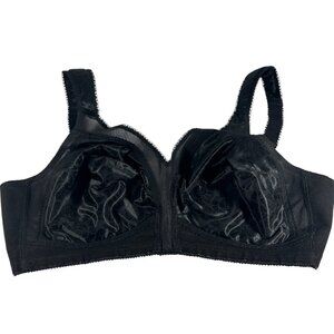 Playtex 18 Hour Bra 4693 Size 42C Black Wire Free Lace Wide Shoulder Strap